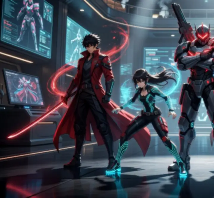 Ultimate Magyar Play játékos avatárok és hőscsapat bemutató egy anime-stílusú tablón