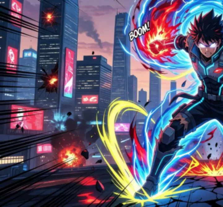 Látványos ultimate támadások anime stílusú harci jelenetben